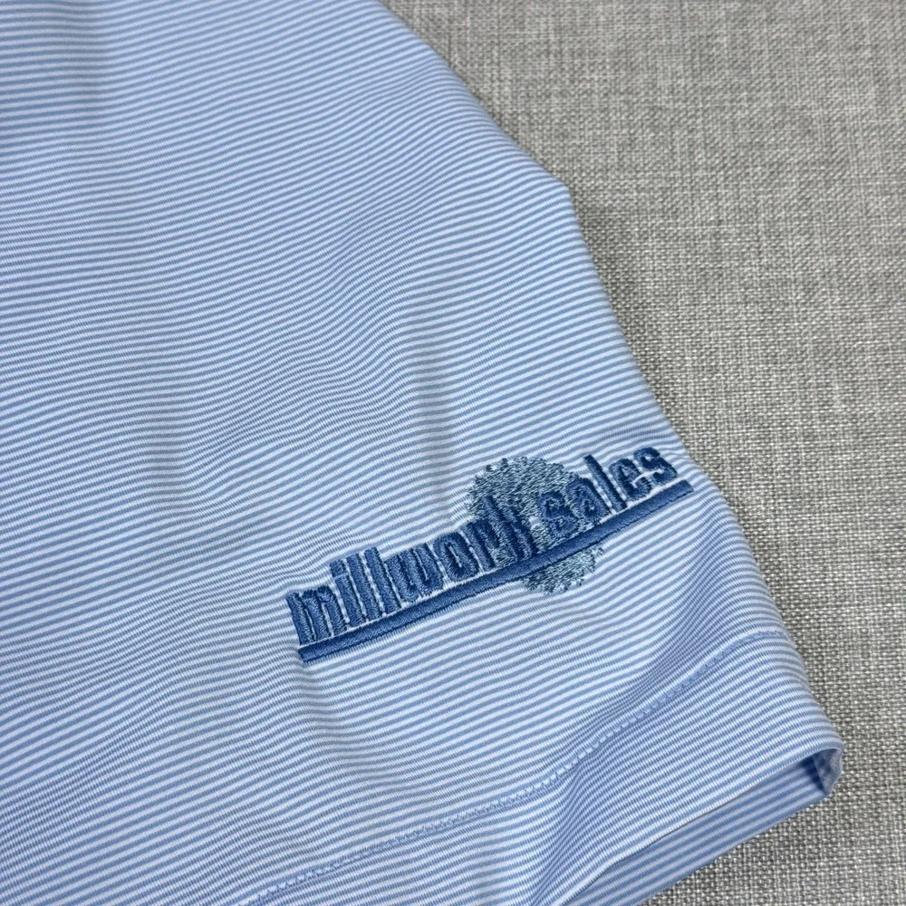 Peter Millar Polo Shirt Mens XL Blue Striped Short Sleeve Summer Comfort - Picture 3 of 9